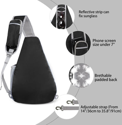 Sling Bag,Small Crossbody Sling Backpack,Water Resistant Shoulder Daypack for Travel,Anti Thief Chest Bag for Hiking(Black(New))