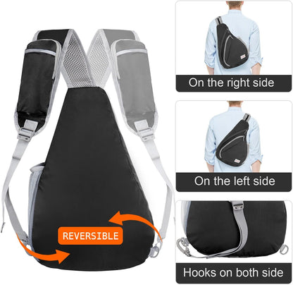 Sling Bag,Small Crossbody Sling Backpack,Water Resistant Shoulder Daypack for Travel,Anti Thief Chest Bag for Hiking(Black(New))