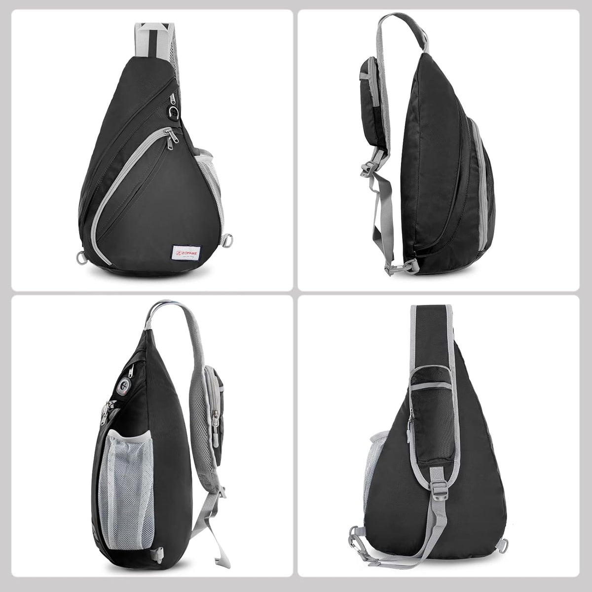 Sling Bag,Small Crossbody Sling Backpack,Water Resistant Shoulder Daypack for Travel,Anti Thief Chest Bag for Hiking(Black(New))