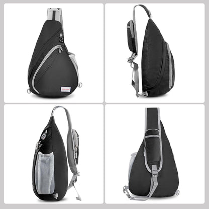 Sling Bag,Small Crossbody Sling Backpack,Water Resistant Shoulder Daypack for Travel,Anti Thief Chest Bag for Hiking(Black(New))