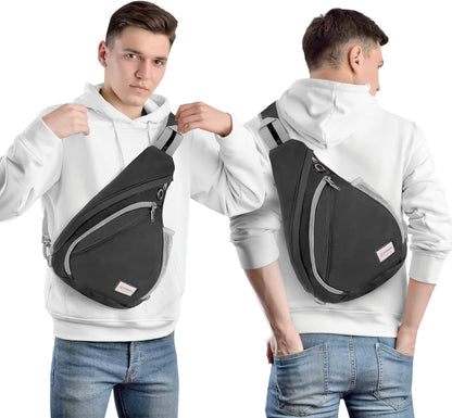 Sling Bag,Small Crossbody Sling Backpack,Water Resistant Shoulder Daypack for Travel,Anti Thief Chest Bag for Hiking(Black(New))