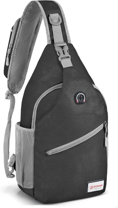 Sling Bag,Small Crossbody Sling Backpack,Water Resistant Shoulder Daypack for Travel,Anti Thief Chest Bag for Hiking(Black(New))