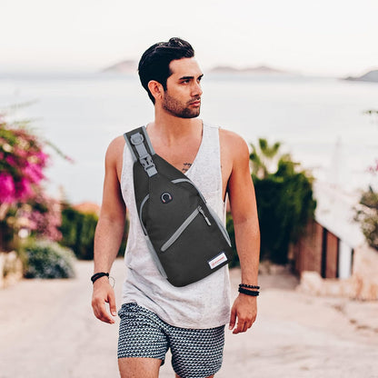Sling Bag,Small Crossbody Sling Backpack,Water Resistant Shoulder Daypack for Travel,Anti Thief Chest Bag for Hiking(Black(New))