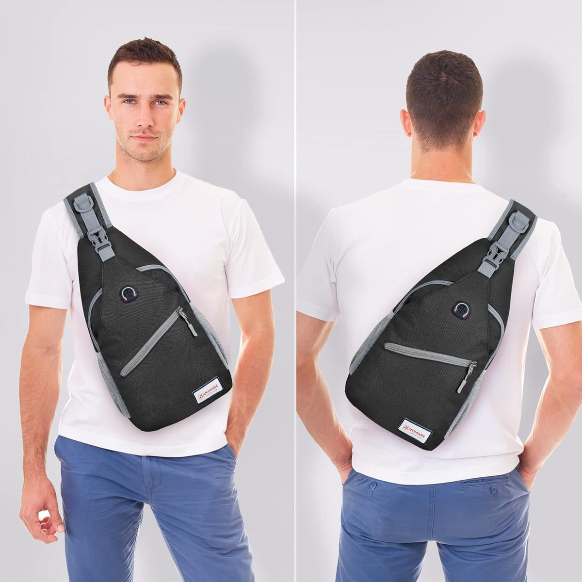 Sling Bag,Small Crossbody Sling Backpack,Water Resistant Shoulder Daypack for Travel,Anti Thief Chest Bag for Hiking(Black(New))