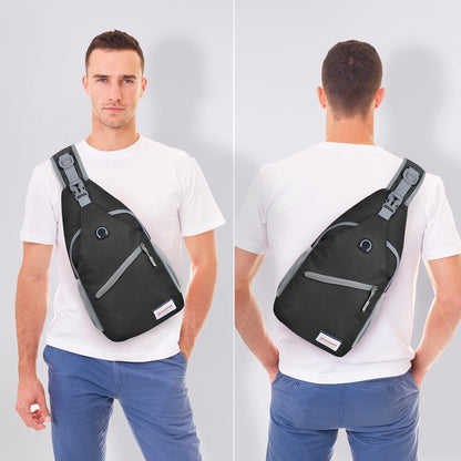 Sling Bag,Small Crossbody Sling Backpack,Water Resistant Shoulder Daypack for Travel,Anti Thief Chest Bag for Hiking(Black(New))