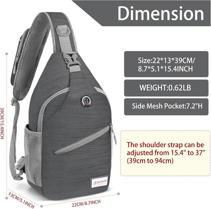 Sling Bag,Small Crossbody Sling Backpack,Water Resistant Shoulder Daypack for Travel,Anti Thief Chest Bag for Hiking(Black(New))