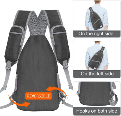 Sling Bag,Small Crossbody Sling Backpack,Water Resistant Shoulder Daypack for Travel,Anti Thief Chest Bag for Hiking(Black(New))