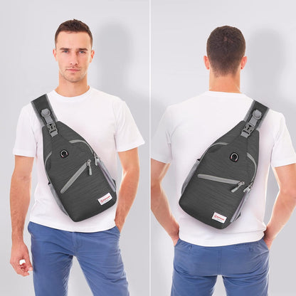 Sling Bag,Small Crossbody Sling Backpack,Water Resistant Shoulder Daypack for Travel,Anti Thief Chest Bag for Hiking(Black(New))
