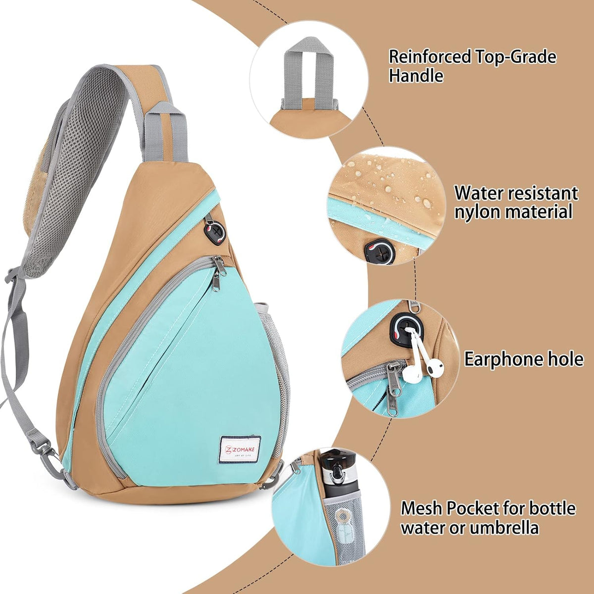 Sling Bag,Small Crossbody Sling Backpack,Water Resistant Shoulder Daypack for Travel,Anti Thief Chest Bag for Hiking(Black(New))