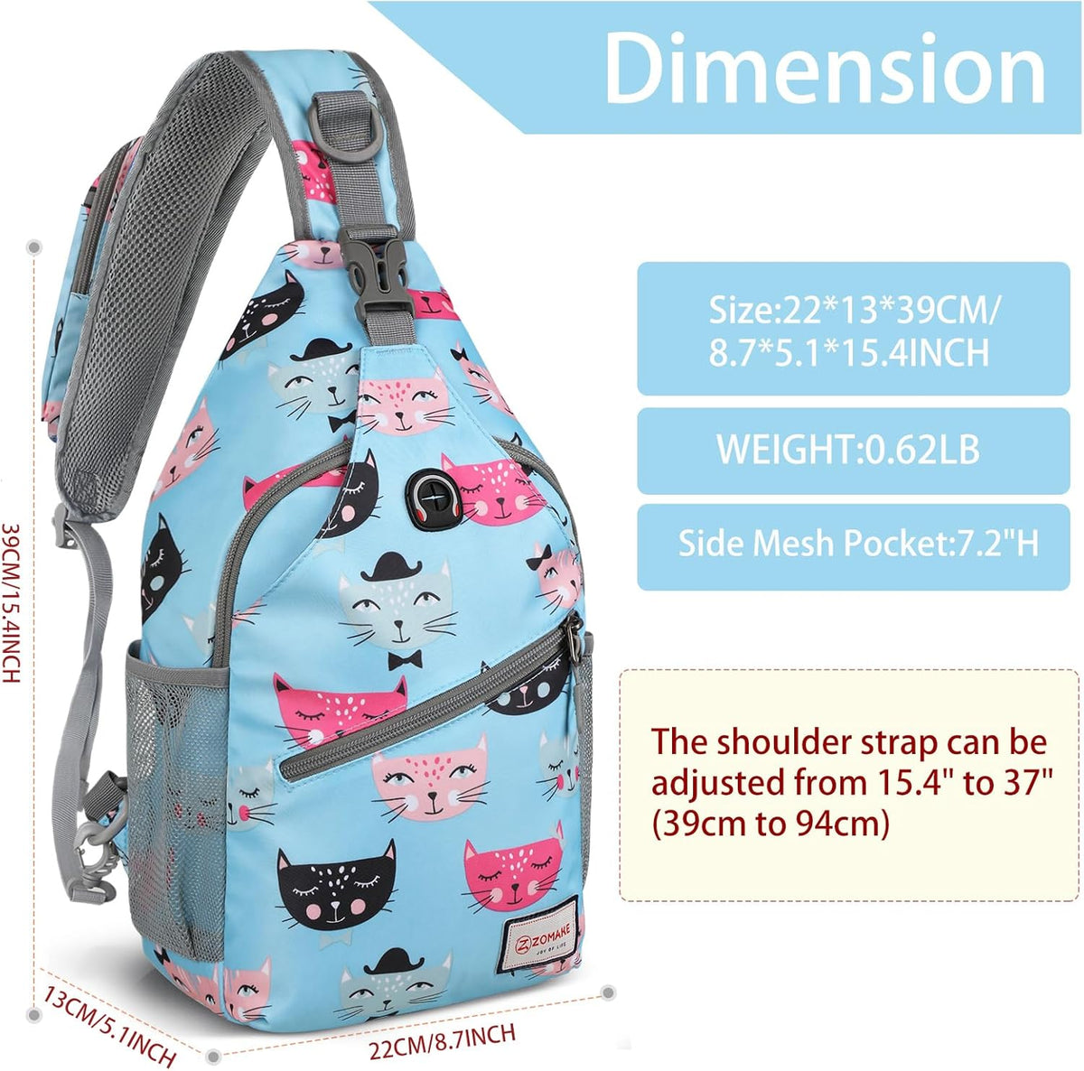 Sling Bag,Small Crossbody Sling Backpack,Water Resistant Shoulder Daypack for Travel,Anti Thief Chest Bag for Hiking(Black(New))