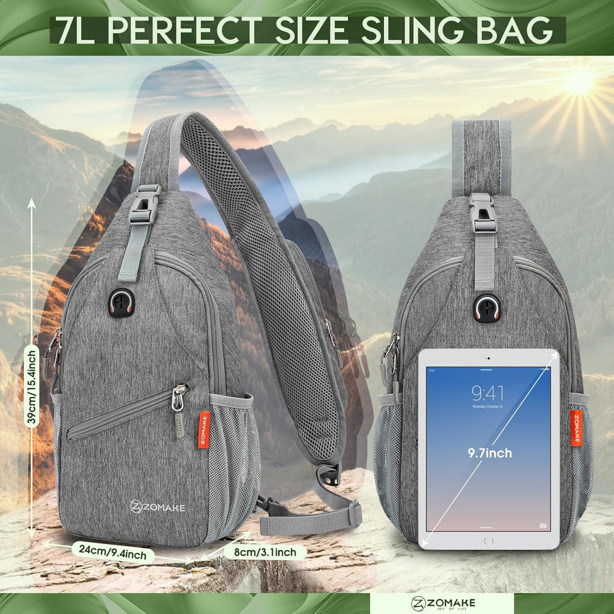 Sling Bag,Small Crossbody Sling Backpack,Water Resistant Shoulder Daypack for Travel,Anti Thief Chest Bag for Hiking(Black(New))