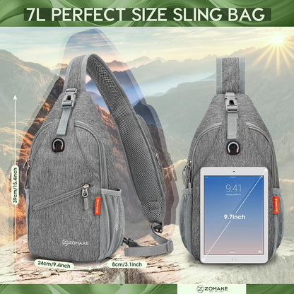 Sling Bag,Small Crossbody Sling Backpack,Water Resistant Shoulder Daypack for Travel,Anti Thief Chest Bag for Hiking(Black(New))