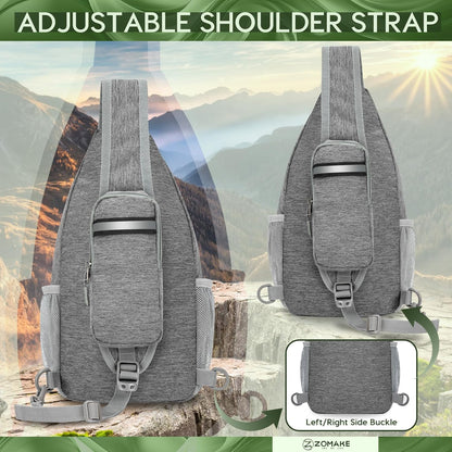 Sling Bag,Small Crossbody Sling Backpack,Water Resistant Shoulder Daypack for Travel,Anti Thief Chest Bag for Hiking(Black(New))