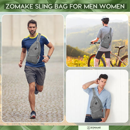 Sling Bag,Small Crossbody Sling Backpack,Water Resistant Shoulder Daypack for Travel,Anti Thief Chest Bag for Hiking(Black(New))