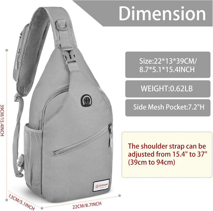 Sling Bag,Small Crossbody Sling Backpack,Water Resistant Shoulder Daypack for Travel,Anti Thief Chest Bag for Hiking(Black(New))