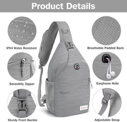 Sling Bag,Small Crossbody Sling Backpack,Water Resistant Shoulder Daypack for Travel,Anti Thief Chest Bag for Hiking(Black(New))