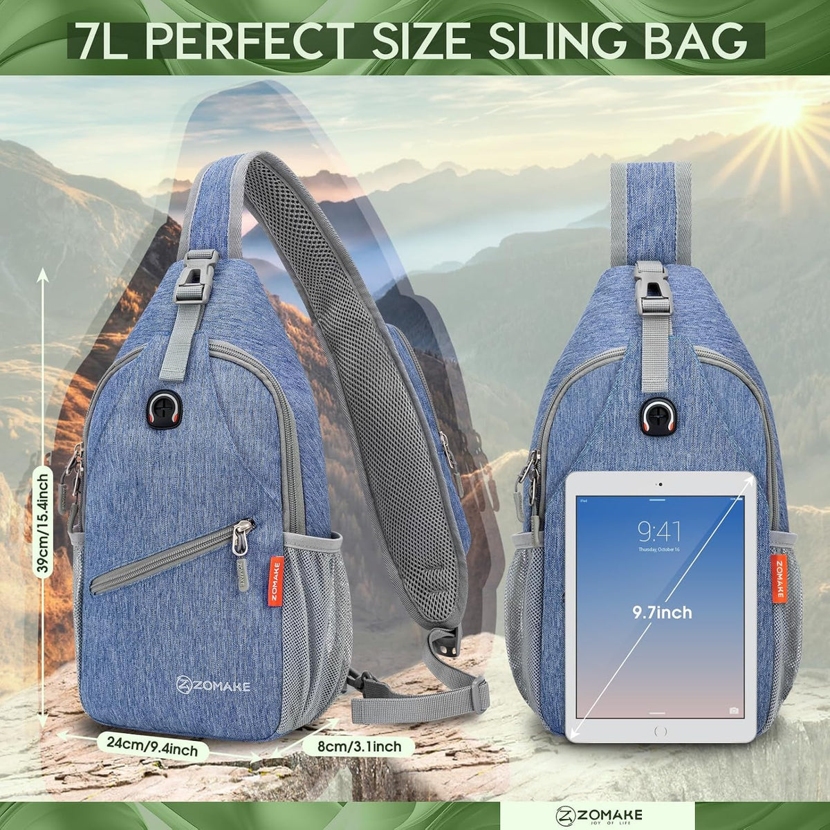 Sling Bag,Small Crossbody Sling Backpack,Water Resistant Shoulder Daypack for Travel,Anti Thief Chest Bag for Hiking(Black(New))