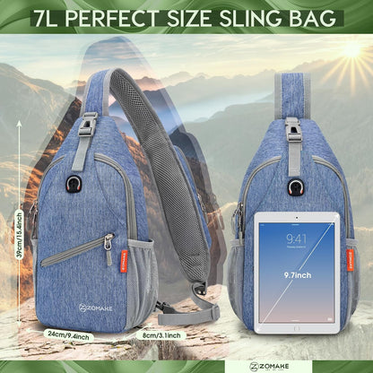 Sling Bag,Small Crossbody Sling Backpack,Water Resistant Shoulder Daypack for Travel,Anti Thief Chest Bag for Hiking(Black(New))