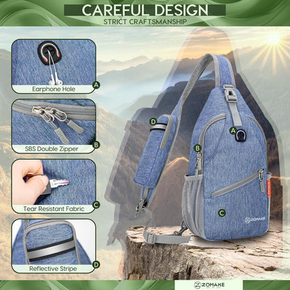 Sling Bag,Small Crossbody Sling Backpack,Water Resistant Shoulder Daypack for Travel,Anti Thief Chest Bag for Hiking(Black(New))