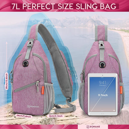 Sling Bag,Small Crossbody Sling Backpack,Water Resistant Shoulder Daypack for Travel,Anti Thief Chest Bag for Hiking(Black(New))