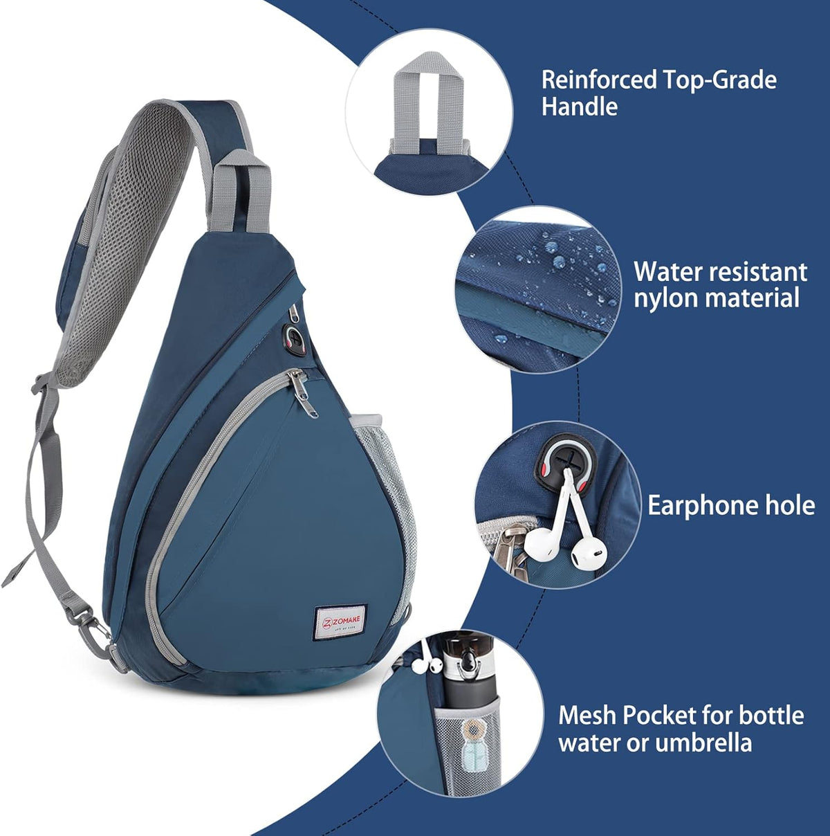 Sling Bag,Small Crossbody Sling Backpack,Water Resistant Shoulder Daypack for Travel,Anti Thief Chest Bag for Hiking(Black(New))
