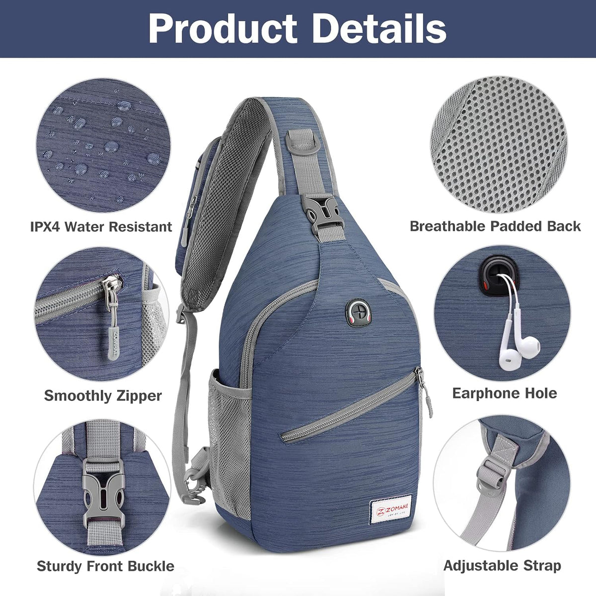 Sling Bag,Small Crossbody Sling Backpack,Water Resistant Shoulder Daypack for Travel,Anti Thief Chest Bag for Hiking(Black(New))