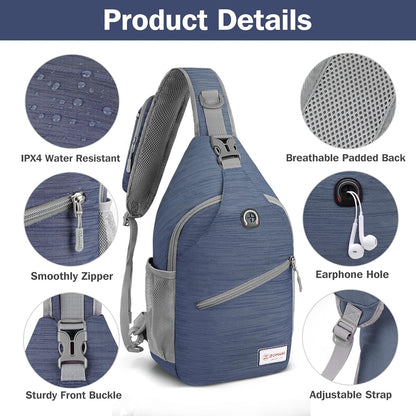 Sling Bag,Small Crossbody Sling Backpack,Water Resistant Shoulder Daypack for Travel,Anti Thief Chest Bag for Hiking(Black(New))