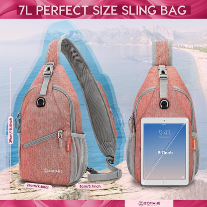Sling Bag,Small Crossbody Sling Backpack,Water Resistant Shoulder Daypack for Travel,Anti Thief Chest Bag for Hiking(Black(New))