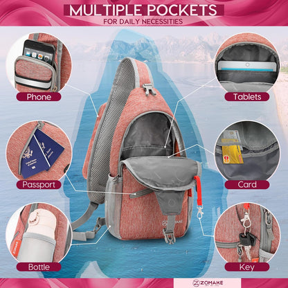 Sling Bag,Small Crossbody Sling Backpack,Water Resistant Shoulder Daypack for Travel,Anti Thief Chest Bag for Hiking(Black(New))