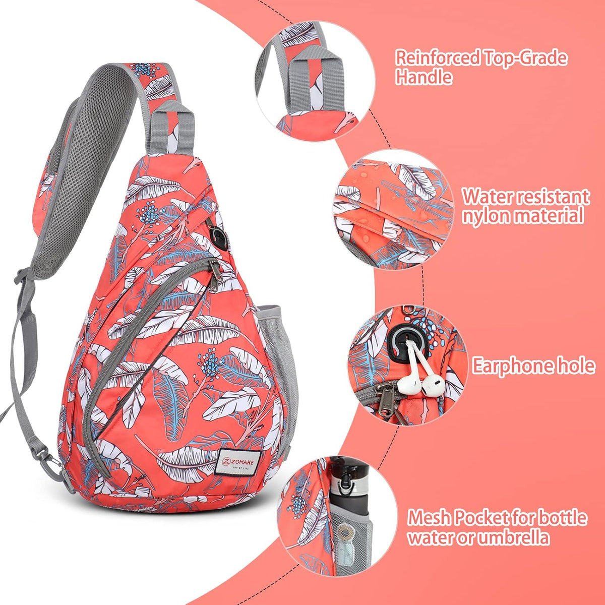 Sling Bag,Small Crossbody Sling Backpack,Water Resistant Shoulder Daypack for Travel,Anti Thief Chest Bag for Hiking(Black(New))