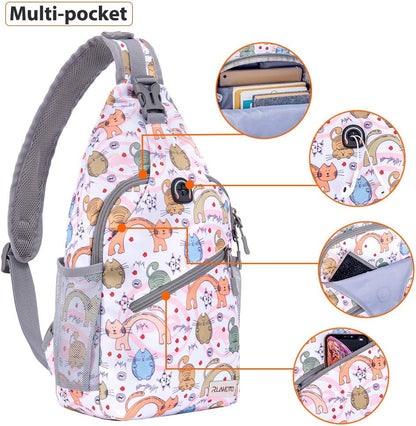 Sling Bag,Small Crossbody Sling Backpack,Water Resistant Shoulder Daypack for Travel,Anti Thief Chest Bag for Hiking(Black(New))