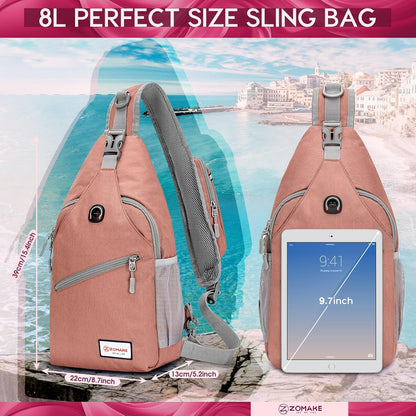 Sling Bag,Small Crossbody Sling Backpack,Water Resistant Shoulder Daypack for Travel,Anti Thief Chest Bag for Hiking(Black(New))