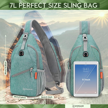 Sling Bag,Small Crossbody Sling Backpack,Water Resistant Shoulder Daypack for Travel,Anti Thief Chest Bag for Hiking(Black(New))