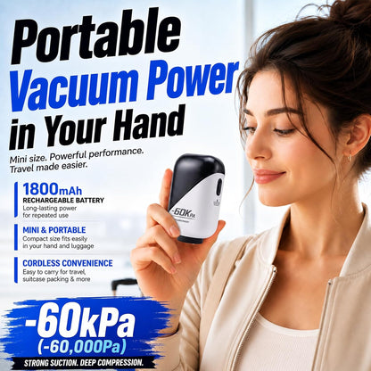 Vacuum Storage Bags for Travel - 60KPA Rechargeable Electric Pump, 16 Pack Vacuum Seal Bags for Clothing, Space Saver Compression Bags for Luggage, Suitcase & Home Storage