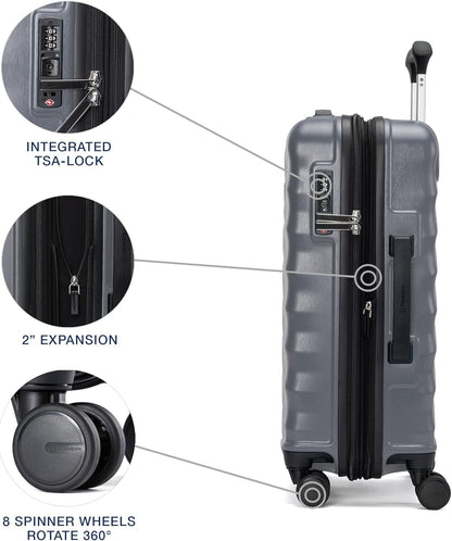 Maxlite Air V2 Hardside Expandable Carry on Luggage, 8 Spinner Wheels, Lightweight Hard Shell Suitcase, TSA lock, Slate Green, Carry On 20-Inch
