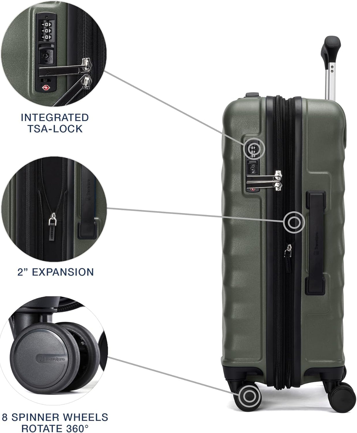 Maxlite Air V2 Hardside Expandable Carry on Luggage, 8 Spinner Wheels, Lightweight Hard Shell Suitcase, TSA lock, Slate Green, Carry On 20-Inch