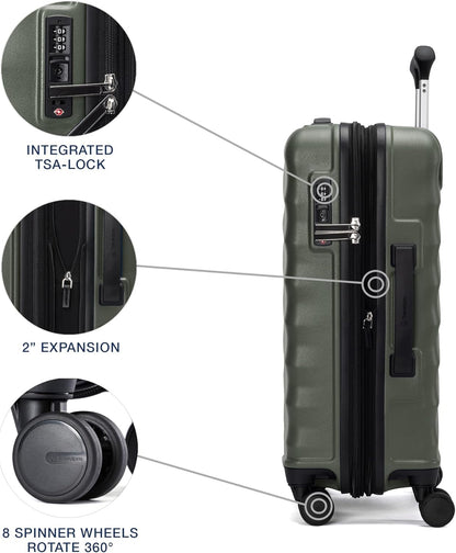 Maxlite Air V2 Hardside Expandable Carry on Luggage, 8 Spinner Wheels, Lightweight Hard Shell Suitcase, TSA lock, Slate Green, Carry On 20-Inch