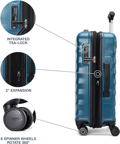 Maxlite Air V2 Hardside Expandable Carry on Luggage, 8 Spinner Wheels, Lightweight Hard Shell Suitcase, TSA lock, Slate Green, Carry On 20-Inch