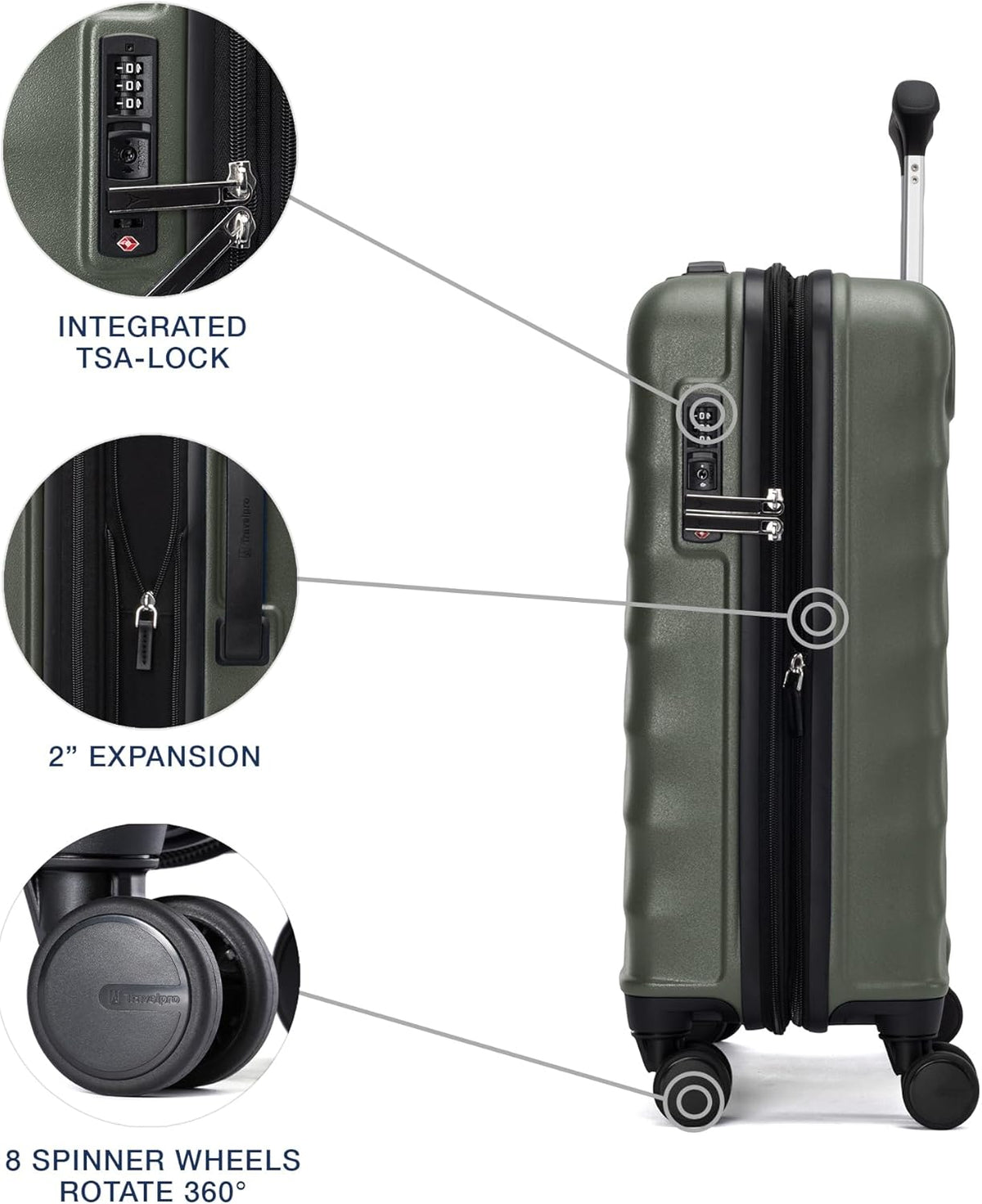 Maxlite Air V2 Hardside Expandable Carry on Luggage, 8 Spinner Wheels, Lightweight Hard Shell Suitcase, TSA lock, Slate Green, Carry On 20-Inch