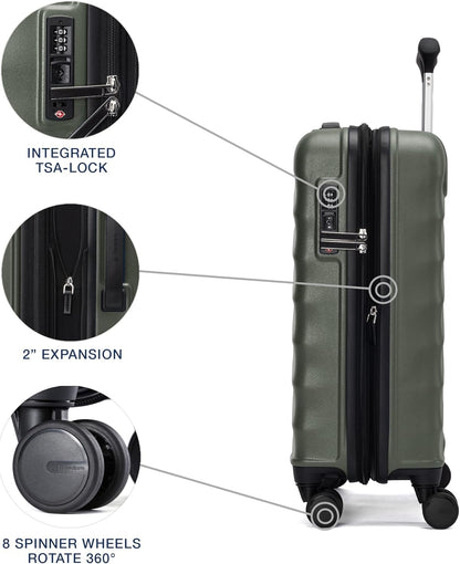 Maxlite Air V2 Hardside Expandable Carry on Luggage, 8 Spinner Wheels, Lightweight Hard Shell Suitcase, TSA lock, Slate Green, Carry On 20-Inch
