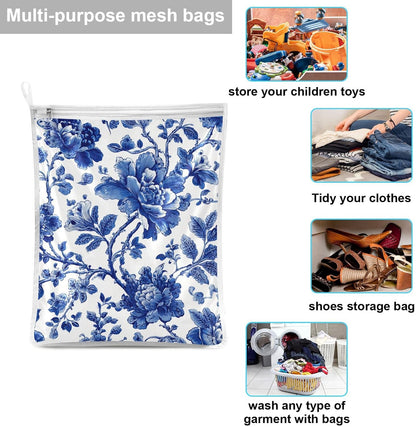 Mesh Laundry Bags Lingerie Bags for Washing Delicates 2 PCS Durable Wash Bag with Zipper Small and Medium Washable Pink Juicy Checkered Cherry - Colors A