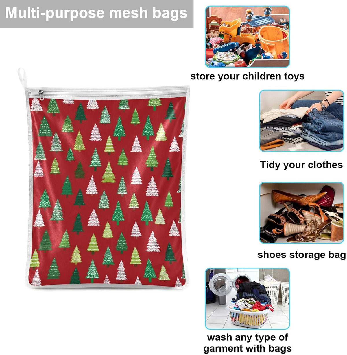 Mesh Laundry Bags Lingerie Bags for Washing Delicates 2 PCS Durable Wash Bag with Zipper Small and Medium Washable Pink Juicy Checkered Cherry - Colors A