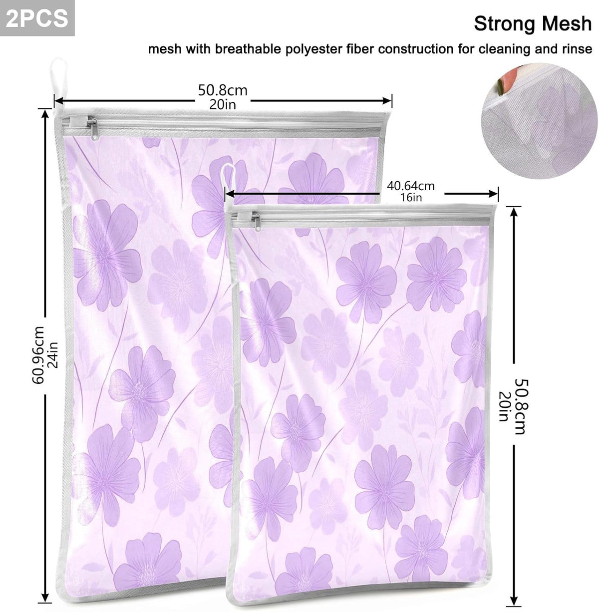Mesh Laundry Bags Lingerie Bags for Washing Delicates 2 PCS Durable Wash Bag with Zipper Small and Medium Washable Pink Juicy Checkered Cherry - Colors A