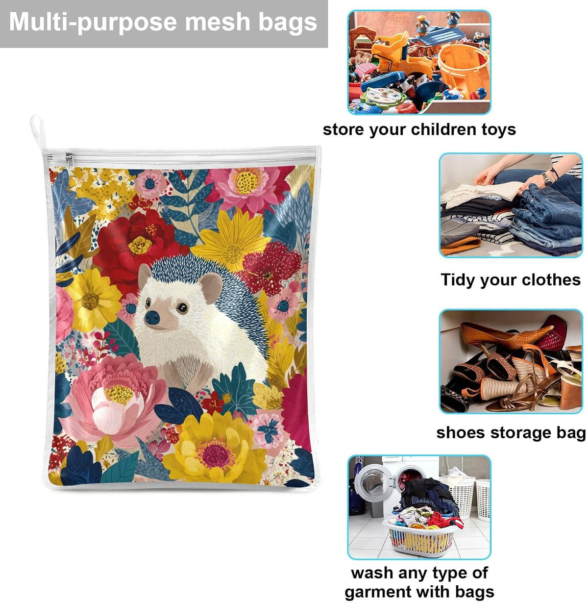 Mesh Laundry Bags Lingerie Bags for Washing Delicates 2 PCS Durable Wash Bag with Zipper Small and Medium Washable Pink Juicy Checkered Cherry - Colors A