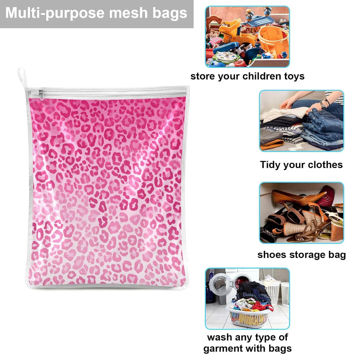 Mesh Laundry Bags Lingerie Bags for Washing Delicates 2 PCS Durable Wash Bag with Zipper Small and Medium Washable Pink Juicy Checkered Cherry - Colors A