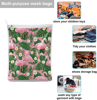 Mesh Laundry Bags Lingerie Bags for Washing Delicates 2 PCS Durable Wash Bag with Zipper Small and Medium Washable Pink Juicy Checkered Cherry - Colors A