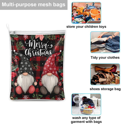 Mesh Laundry Bags Lingerie Bags for Washing Delicates 2 PCS Durable Wash Bag with Zipper Small and Medium Washable Pink Juicy Checkered Cherry - Colors A