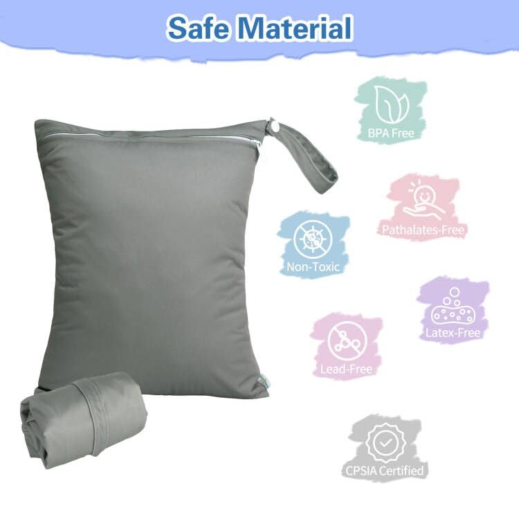 Waterproof Wet Dry Bag for Swimsuit, Reusable Bag for Travel, Food Storage, Stroller, Daycare, Baby Diapers, Yoga, Beach, Pool, Wet Clothes-Black