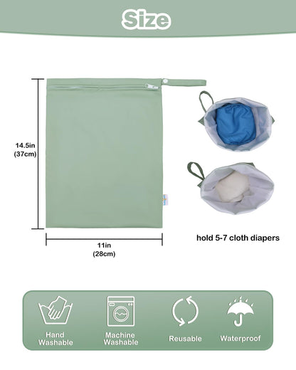 Waterproof Wet Dry Bag for Swimsuit, Reusable Bag for Travel, Food Storage, Stroller, Daycare, Baby Diapers, Yoga, Beach, Pool, Wet Clothes-Black