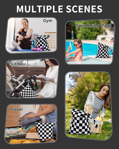 Waterproof Wet Dry Bag for Swimsuit, Reusable Bag for Travel, Food Storage, Stroller, Daycare, Baby Diapers, Yoga, Beach, Pool, Wet Clothes-Black